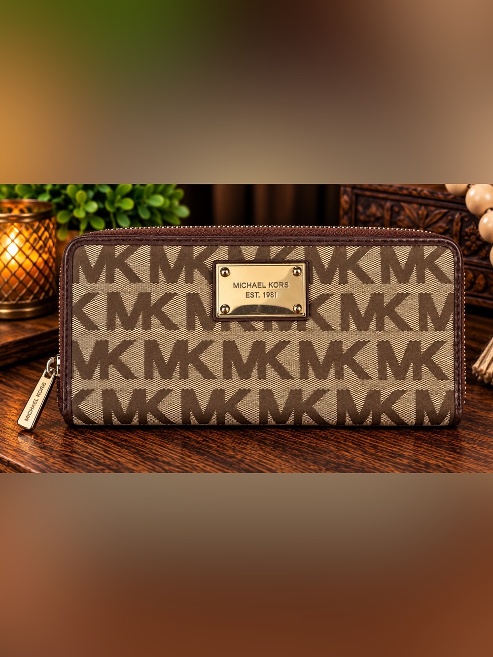 Michael Kors MK Signature Zip-Around Continental Wallet